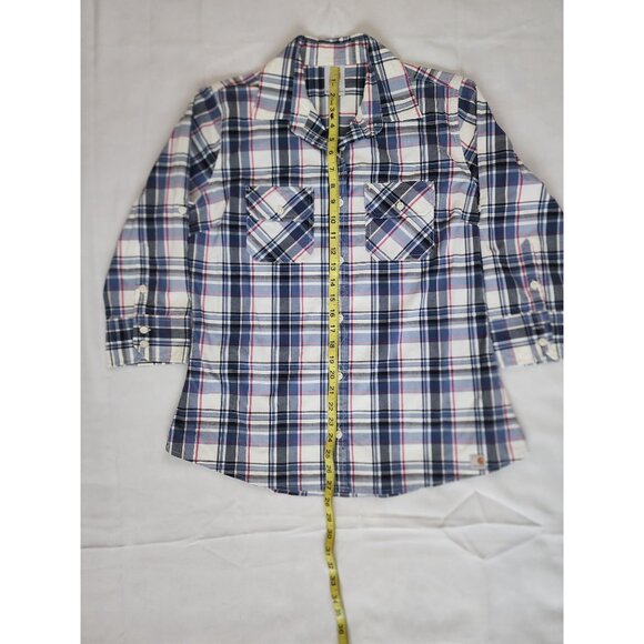 Carhartt Women's Blue/Pink Plaid Button Up 3/4 Sleeve Work Shirt Size XL (16/18) - Picture 11 of 11